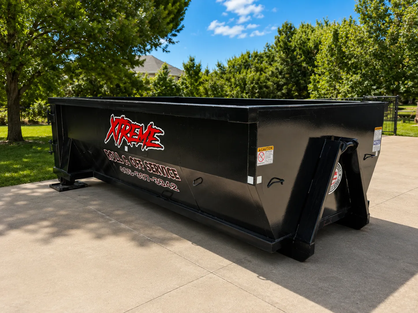 Xtreme Roll Off dumpster placed on a commercial job site in the Oklahoma City metro